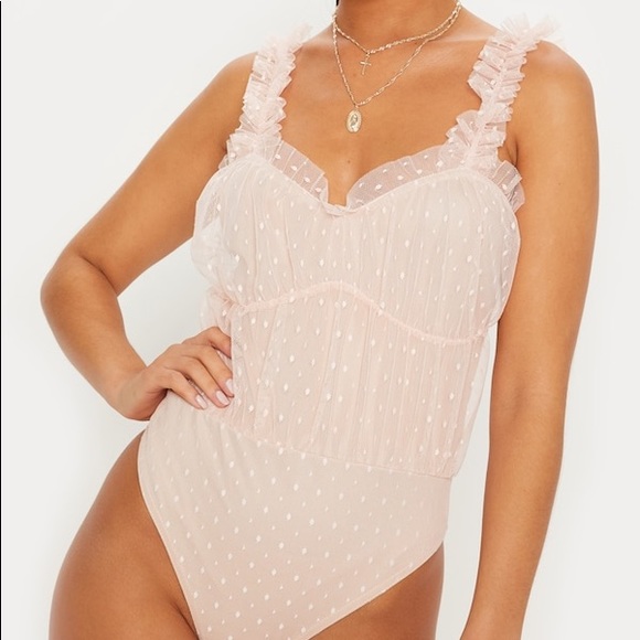 PrettyLittleThing Pink Ruffle Bodysuit - Picture 2 of 13